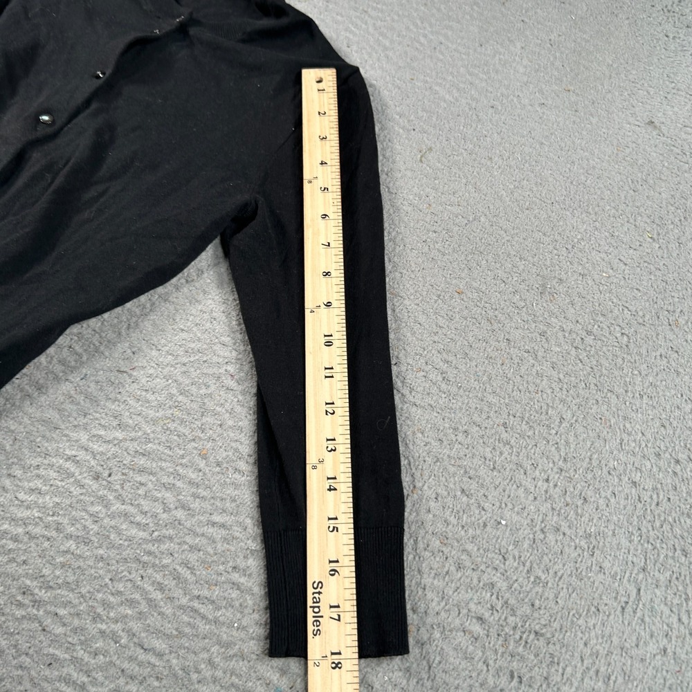 J.Crew Sweater Womens Small Black Cardigan Ribbed Knit‎ Classic Holiday Stretch - Picture 6 of 12
